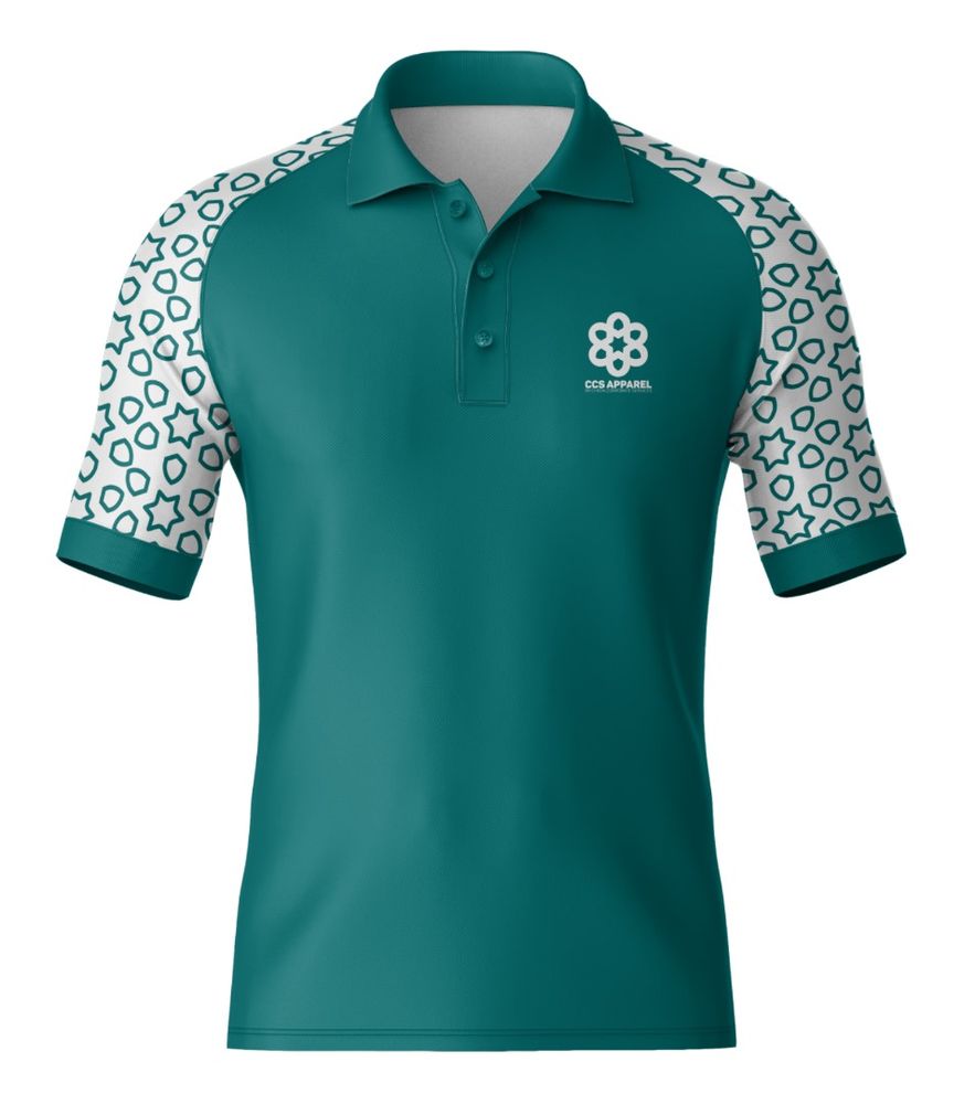Solid golf shirt with patterned sleeves